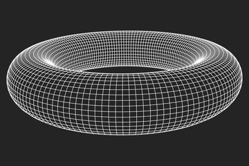 Abstract wireframe torus donut. Vector technology background. Connection design template.