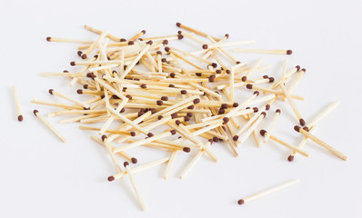 The inscription from the matches is fire. A word laid out of wooden matches in a frame.