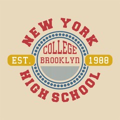 Fototapeta na wymiar Design letters and numbers new york college brooklyn for t-shirts