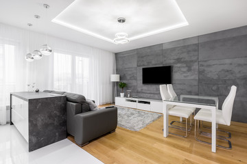 Gray and white apartment