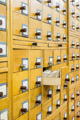 Old wooden card catalogue in library