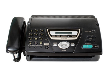 Black fax isolated on white background