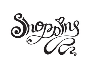 Hand drawn shopping lettering isolated on white background. Vector illustration
