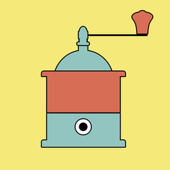 Logo style retro outlines. Coffee grinder. Vector Illustration