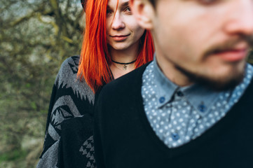 beautiful young couple photo shoot outdoors