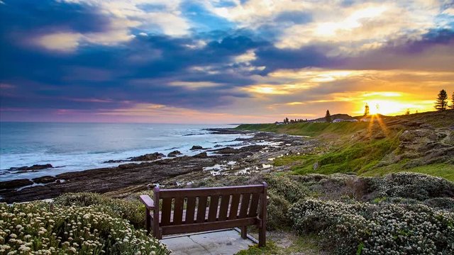 Time lapse of a sunset and clouds at the coast in Port Elizabeth, South Africa