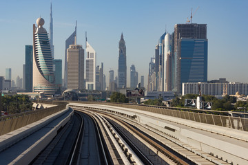 Fototapeta na wymiar metro subway tracks in the united arab emirates