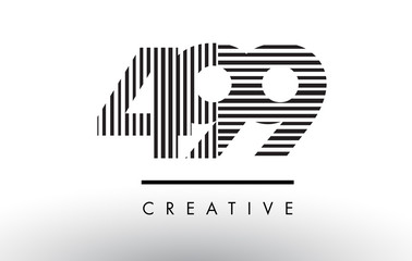499 Black and White Lines Number Logo Design.