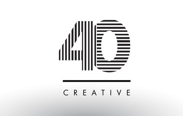 40 Black and White Lines Number Logo Design.