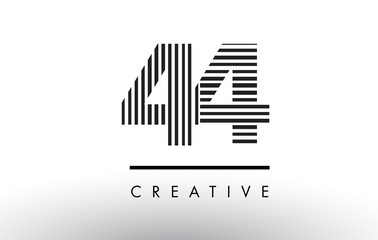 44 Black and White Lines Number Logo Design.