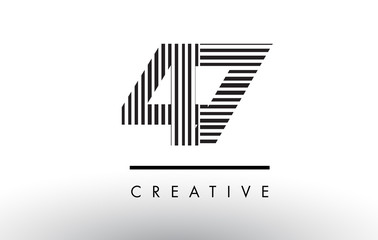 47 Black and White Lines Number Logo Design.