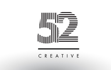 52 Black and White Lines Number Logo Design.
