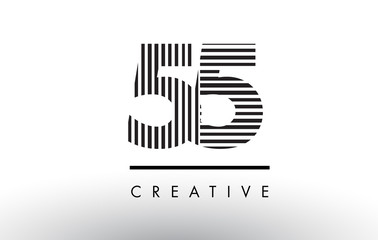 55 Black and White Lines Number Logo Design.