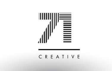 71 Black and White Lines Number Logo Design.