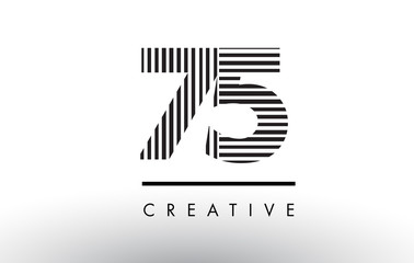 75 Black and White Lines Number Logo Design.