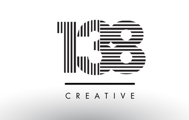 138 Black and White Lines Number Logo Design.
