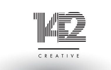 142 Black and White Lines Number Logo Design.