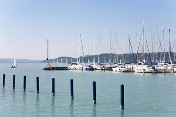 Fototapeta premium Sailboat at Lake Balaton, Balatonfured, Hungary