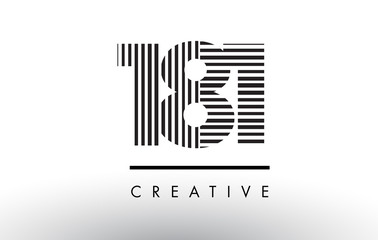 181 Black and White Lines Number Logo Design.