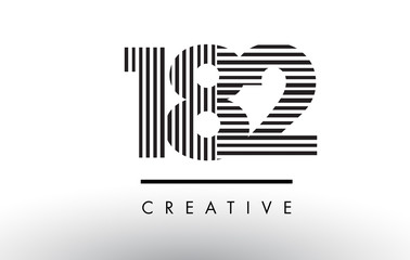 182 Black and White Lines Number Logo Design.