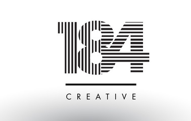 184 Black and White Lines Number Logo Design.