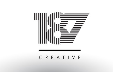 187 Black and White Lines Number Logo Design.