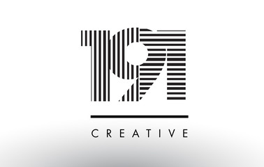 191 Black and White Lines Number Logo Design.