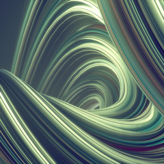 Green twisted shape. Computer generated abstract geometric 3D render illustration