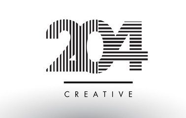 204 Black and White Lines Number Logo Design.