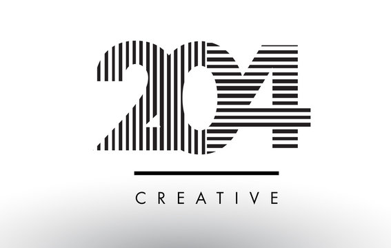 204 Black and White Lines Number Logo Design.