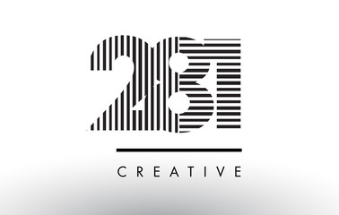 281 Black and White Lines Number Logo Design.