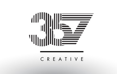 357 Black and White Lines Number Logo Design.