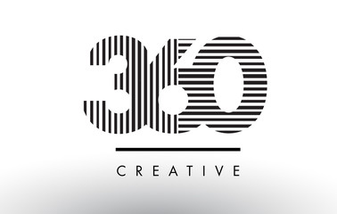 360 Black and White Lines Number Logo Design.