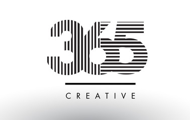 365 Black and White Lines Number Logo Design. - obrazy, fototapety, plakaty