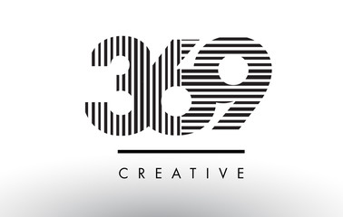 369 Black and White Lines Number Logo Design.