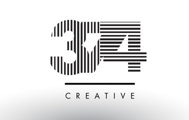 374 Black and White Lines Number Logo Design.