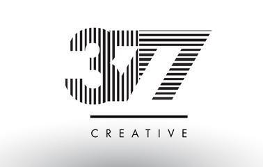 377 Black and White Lines Number Logo Design.