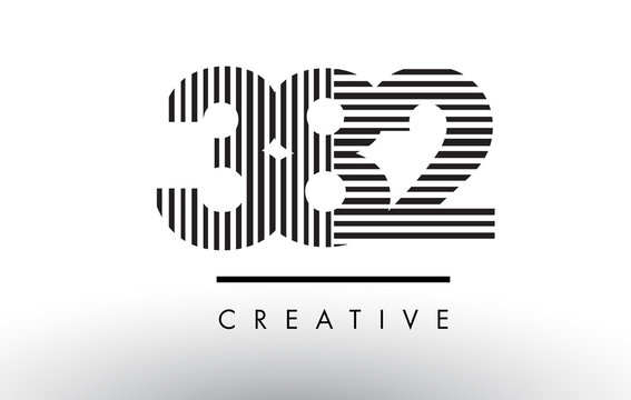 382 Black and White Lines Number Logo Design.