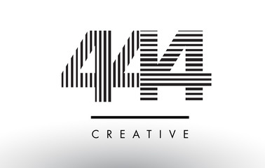 444 Black and White Lines Number Logo Design.