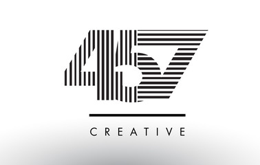 457 Black and White Lines Number Logo Design.