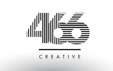 466 Black and White Lines Number Logo Design.