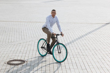 Fototapeta premium Man riding bicycle
