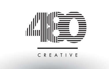 480 Black and White Lines Number Logo Design.