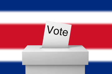 Costa Rica election ballot box and voting paper. 3D Rendering