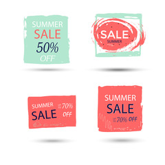 Set of 4  summer discount cards design.