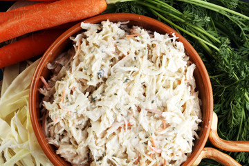 Healthy coleslaw cabbage salad. with carrots