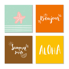 Collection of 4 beautiful summer poster with hand drawn lettering