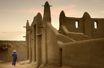 Mali, West Africa - Mosques built entirely of clay - obrazy, fototapety, plakaty