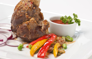 dishes of roast meat