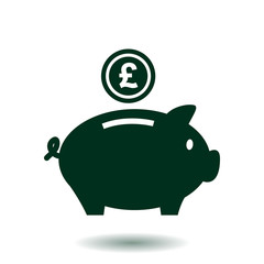 Piggy bank icon. Pictograph of moneybox. Flat design.